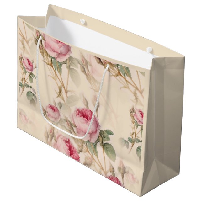 Bolsa De Regalo Grande Hermosa Floral Vintage (Angulo Anverso)
