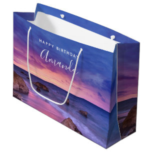 Bolsa De Regalo Grande Hermosa foto de la costa atardecer cumpleaños