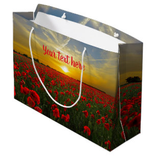 Bolsa De Regalo Grande Hermosa fotografía de campo de adormidera roja al 
