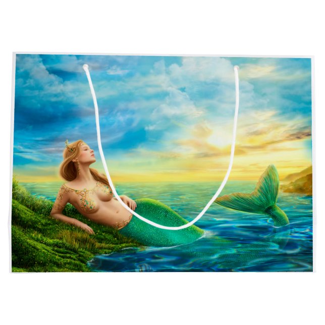 Bolsa De Regalo Grande Hermosa princesa- Fantasma sirena al atardecer (Reverso)