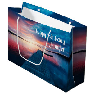 Bolsa De Regalo Grande Hermosa puesta de sol en un tranquilo cumpleaños e