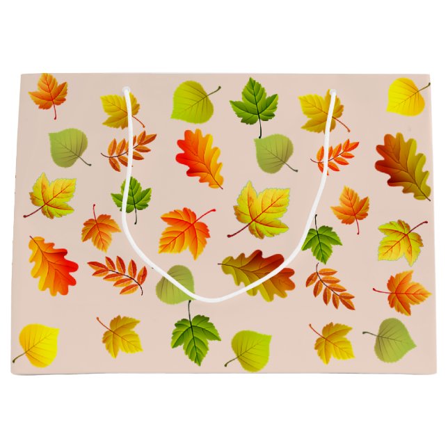 Bolsa De Regalo Grande Hermosas hojas de otoño en Beige (Anverso)