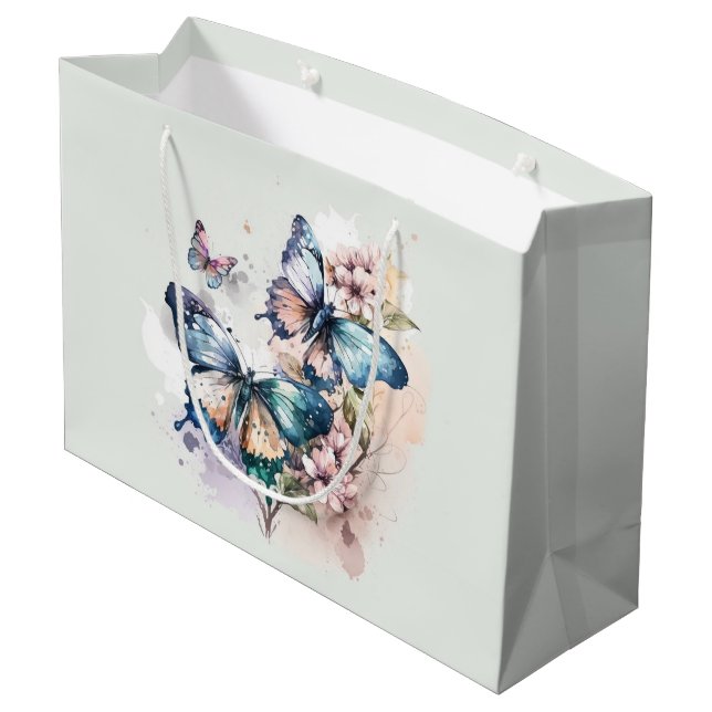 Bolsa De Regalo Grande Hermosas mariposas y flores (Angulo reverso)