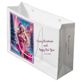 Bolsa De Regalo Grande Hermoso Chica de Navidades rosados 01