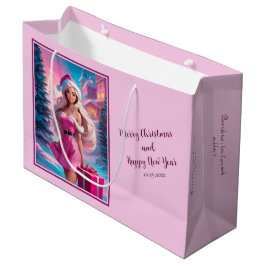 Bolsa De Regalo Grande Hermoso Chica de Navidades rosados 01