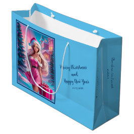 Bolsa De Regalo Grande Hermoso Chica de Navidades rosados 01