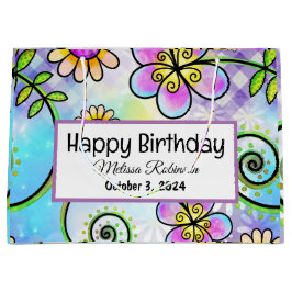 Bolsa De Regalo Grande Hermoso cumpleaños floral