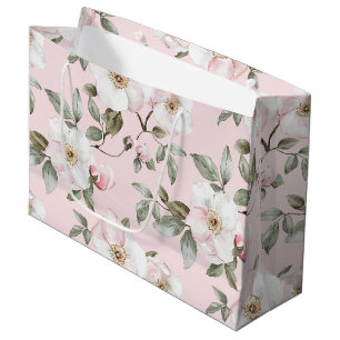 Bolsa De Regalo Grande Hermoso Desfile Nupcial de Flores Rosadas y Blanca