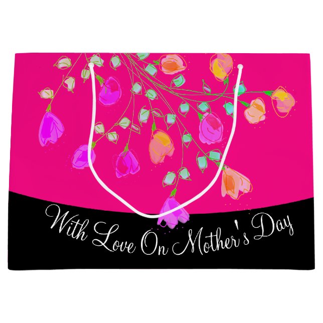 Bolsa De Regalo Grande Hermoso Día de la Madre Flor Regalo Tote Bag (Anverso)