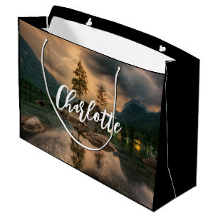 Bolsa De Regalo Grande Hermoso Lago de Montaña, festividad nocturna