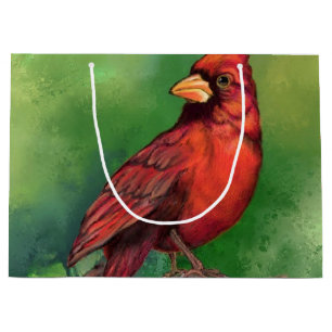 Bolsa De Regalo Grande Hermoso pájaro cardenal rojo del norte - Dibujo