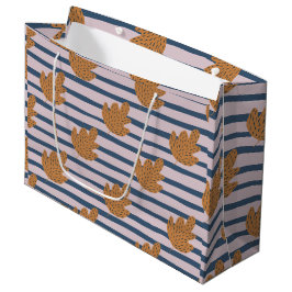 Bolsa De Regalo Grande Hermoso patrón y colores Rayas y hoja Morado 