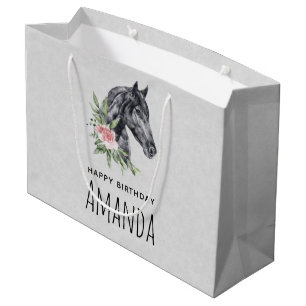 Bolsa De Regalo Grande Hermoso retrato de cabeza de caballo acuarela Cump