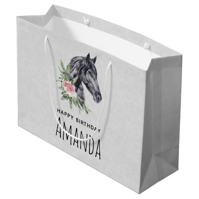 Bolsa De Regalo Grande Hermoso retrato de cabeza de caballo acuarela Cump (Angulo reverso)