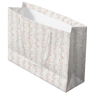 Bolsa De Regalo Grande Hermoso Sabor Rosa Flores Rayas Despedida de Solte