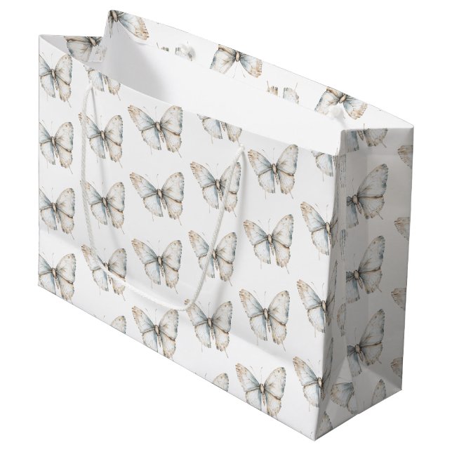 Bolsa De Regalo Grande Hermoso Shower de Mariposa Blanca para Novia (Angulo Anverso)