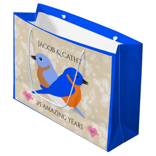 Bolsa De Regalo Grande Hermosos Bluebirds: Año de Aniversario (Angulo Anverso)