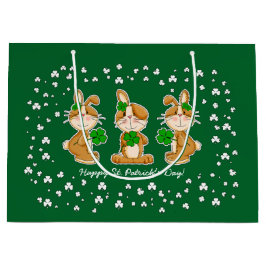 Bolsa De Regalo Grande Hermosos conejitos con el Día de San Patricio