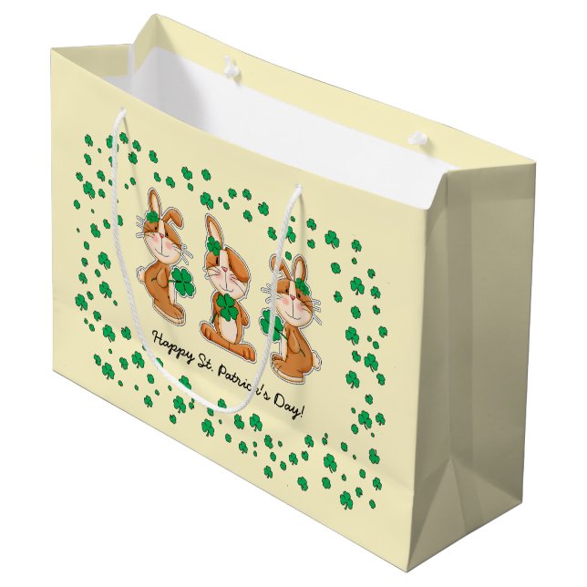 Bolsa De Regalo Grande Hermosos conejitos con el Día de San Patricio (Angulo Anverso)