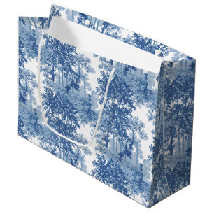Bolsa De Regalo Grande Herramientas de paisaje azul vintage con urnas y c