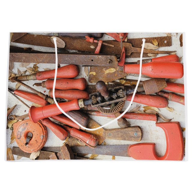 Bolsa De Regalo Grande Herramientas Herramienta Antiguo Hombre Rojo Rústi (Anverso)