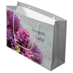 Bolsa De Regalo Grande Hiacintos rosas con tulipanes