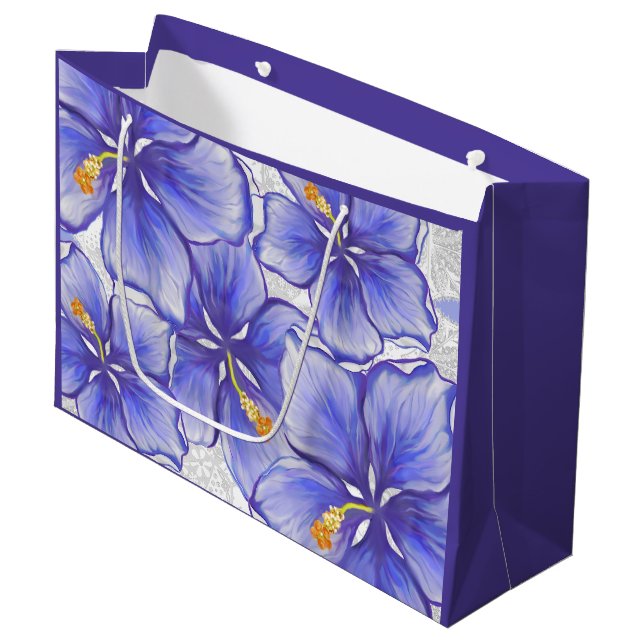 Bolsa De Regalo Grande Hibiscus & lace BLUE (Angulo Anverso)