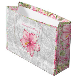 Bolsa De Regalo Grande Hibiscus & lace PINK