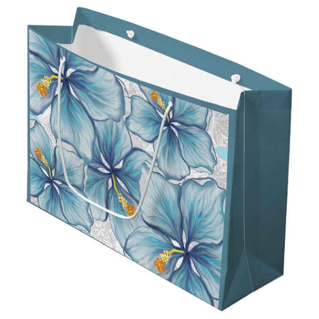 Bolsa De Regalo Grande Hibiscus & lace TURQUOISE (Angulo Anverso)