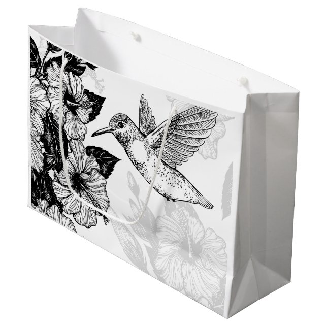 Bolsa De Regalo Grande Hibiscus y colibrí (Angulo Anverso)