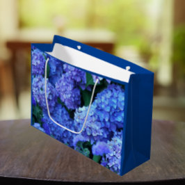 Bolsa De Regalo Grande Hidrangea azul florecimiento floral