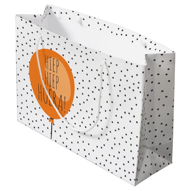 Bolsa De Regalo Grande Hiep Hiep Hoera Naranja Balloon Cumpleaños Holande (Angulo reverso)