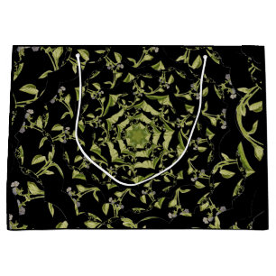 Bolsa De Regalo Grande Hipnosis de naturaleza verde y negra fractal