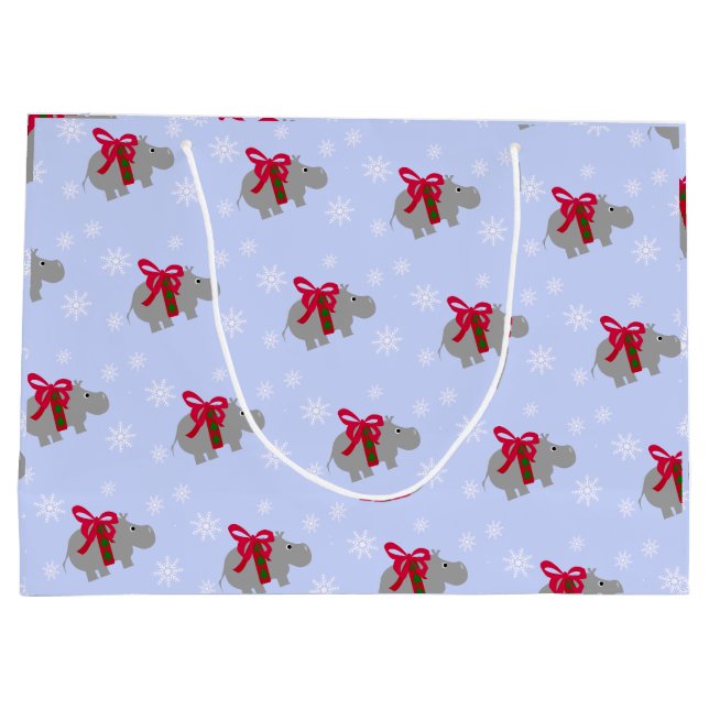 Bolsa De Regalo Grande Hipopótamo de Navidad (Reverso)