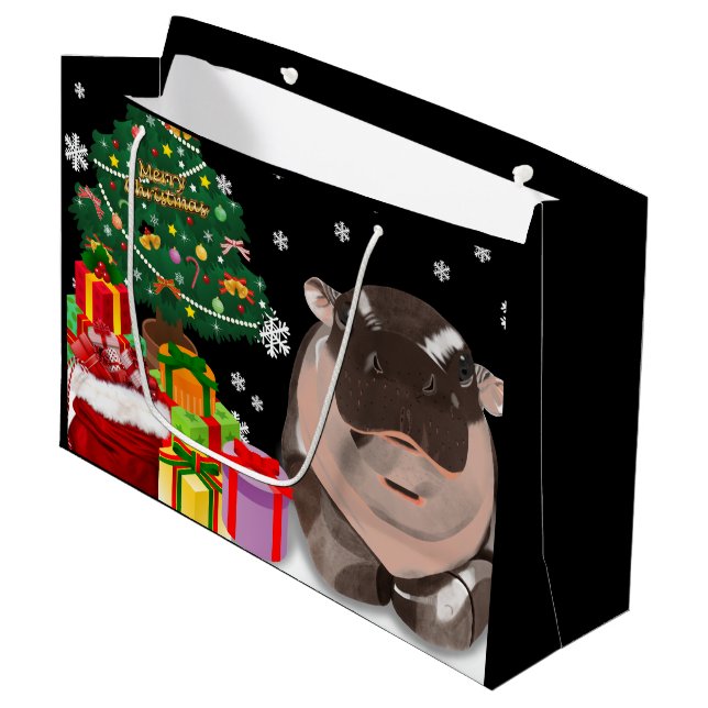 Bolsa De Regalo Grande Hipopótamo Moo Deng (Angulo Anverso)