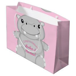 Bolsa De Regalo Grande Hippo Baby Shower Pink