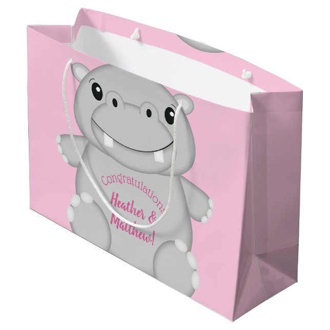 Bolsa De Regalo Grande Hippo Baby Shower Pink (Angulo reverso)