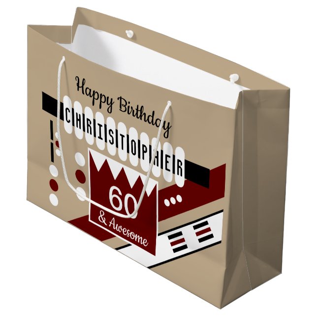 Bolsa De Regalo Grande Hito nombre especial de cumpleaños burgundy negro (Angulo Anverso)