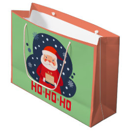 Bolsa De Regalo Grande Ho Ho Ho Ho colores bonitos Navidades retro modern