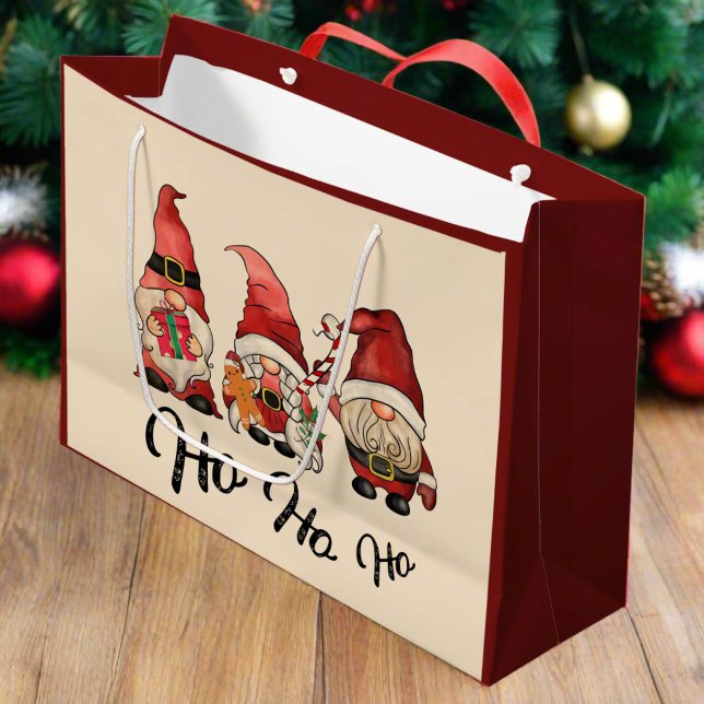 Bolsa De Regalo Grande ¡Ho Ho Ho Ho Ho! Gnomes divertidos Navidades nórdi (Subido por el creador)