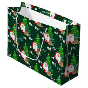Bolsa De Regalo Grande Ho Ho Ho Santa Claus y los árboles de Navidad