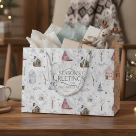 Bolsa De Regalo Grande Hogar Acogedor Navidad Rosa ID985