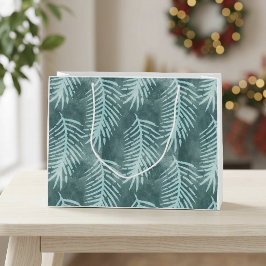 Bolsa De Regalo Grande Hoja Tropical Acuarela Verde Turquesa