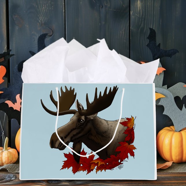 Bolsa De Regalo Grande Hojas de arce rojas de Moose (Subido por el creador)