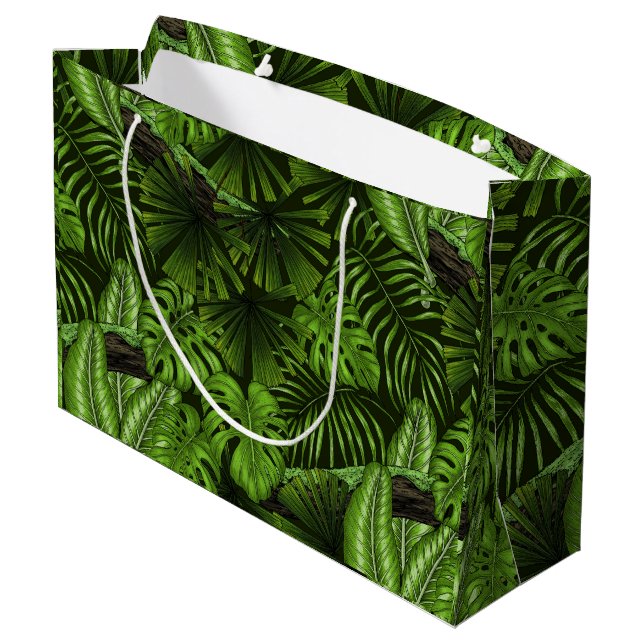 Bolsa De Regalo Grande Hojas de la jungla (Angulo reverso)