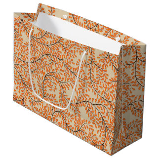 Bolsa De Regalo Grande Hojas de naranja girando sobre fondo beige