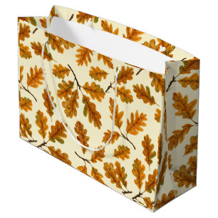 Bolsa De Regalo Grande Hojas de roble otoñales en blanco roto