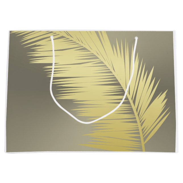 Bolsa De Regalo Grande Hojas doradas de palma tropical (Anverso)