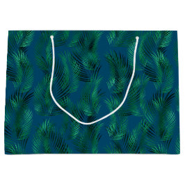 Bolsa De Regalo Grande Hojas tropicales azules verdes