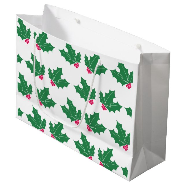 Bolsa De Regalo Grande hojas y bayas estampadas (Angulo Anverso)